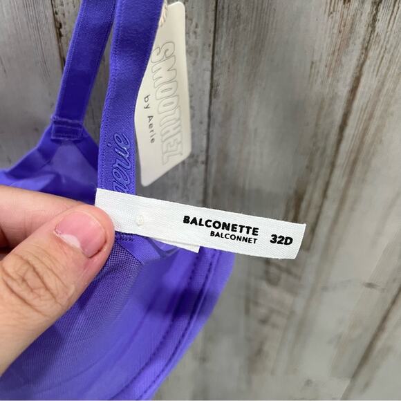 *NWT* Smoothez By Aerie Purple Balconette Mesh Underwire Unlined Bra - Picture 2 of 5